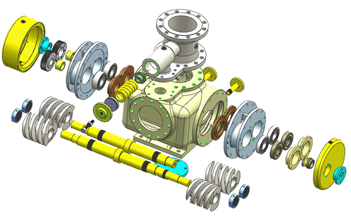 雙(shuāng)螺杆泵(bèng)結構頭(tou)圖