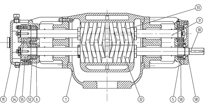 雙螺杆泵(bèng)結構圖